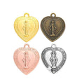 Heart Shaped Virgin Mary Prayer Medal Charms in Four Finishes view 5