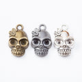 Side Facing Skull Metal Charm Pendant in Three Finishes view 5