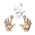 Heart Palm Hand Metal Charms in Two Antique Finishes view 5