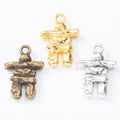 Stacked Stone Figure Charm Small Metal Pendant in Three Finishes view 5
