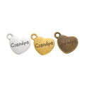 Grandpa Engraved Heart Metal Charm in 3 Finishes for Jewelry Making view 5