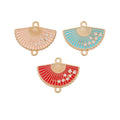 Semicircular Floral Enamel Fan Charms in Blue Pink and Red view 5