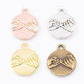 Round Pinky Promise Hand Disc Charms in Four Finishes view 5
