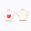 Gold Tone Enamel Shirt and Shorts Charms with Heart Details view 5