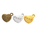 Aunt Engraved Heart Metal Charm in 3 Finishes for Jewelry Making view 5