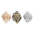 Openwork Rose Connector In 3 Metal Finishes For Jewelry Making view 5