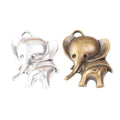 Walking Elephant Charms in Two Antique Metal Finishes view 5