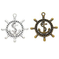 Ship Wheel and Anchor Metal Charm Pendants in 2 Finishes view 5