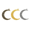 Filigree Crescent Moon Metal Charms in Three Finishes view 5