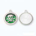 Skull and Crossbones Enamel Round Metal Charms Jewelry Making Pendants view 5