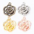 Openwork Rose Flower Charm in Five Metal Finishes for Jewelry view 5