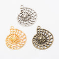 Vintage Finish Metal Openwork Spiral Shell Charms in 3 Style Options view 5
