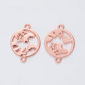 Vintage Style Metal World Map Two Loop Connector in 5 Metal Finishes view 5