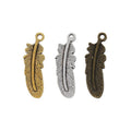 Engraved Feather Metal Charm in Three Antique Finishes view 5