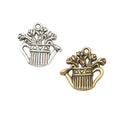 Vintage Finish Metal Flower Basket Watering Can Charms in 2 Style Options view 5