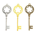 Ornate Skeleton Key Metal Charms in Three Metallic Finishes view 5