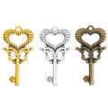 Open Heart Skeleton Key Metal Charms in Three Finishes view 5