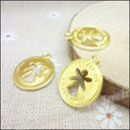 Round Special Angel Cutout Metal Charm in Three Finishes view 5