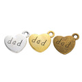 Dad-Engraved Heart Metal Charm Pendant in 3 Finishes for DIY Jewelry view 5