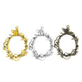 Botanical Wreath Metal Pendant Charms in 3 Distinct Finishes view 5