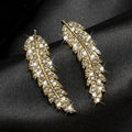 European Simple Leaf Stud Earrings For Women With Micro Pave Zircon, Versatile Fashion Jewelry view 2
