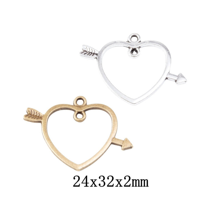 Zinc Alloy Arrow Heart Charm Pendant No.728111 for DIY Necklace Bracelet Jewelry Making