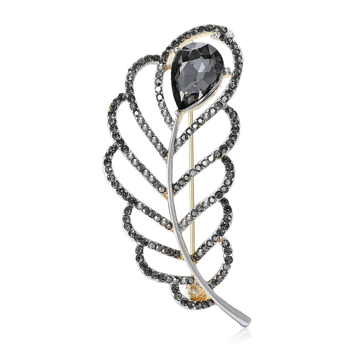 Alloy Hollow Leaf Brooch Elegant Floral Lapel Pin For Clothing
