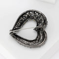 Metal Alloy Gemstone Heart Brooch Pin For Sweet Women's Apparel Decor view 3