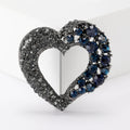 Metal Alloy Gemstone Heart Brooch Pin For Sweet Women's Apparel Decor view 2