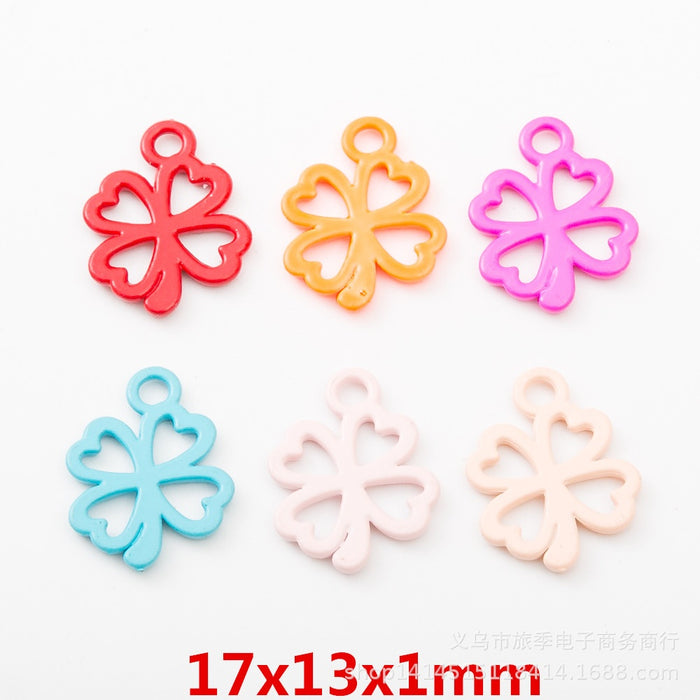 White Zinc Alloy Four Leaf Clover Charm Pendant for DIY Necklace Bracelet Jewelry Making