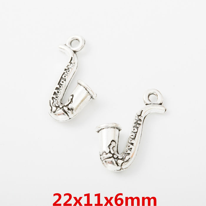 Antique Silver Zinc Alloy Saxophone Charm Pendant for DIY Necklace Bracelet Jewelry Making