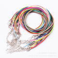 DIY Korean Waxed Cord Necklace With Black Leather PU Rope And Metal Lobster Clasp view 1