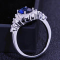 High End European Engagement Ring For Women With Blue Zircon And Real Gold Plating view 4