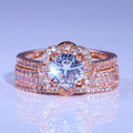 Rose Gold Flower Fashion Engagement Ring Set For Women Popular European Style Jewelry view 3
