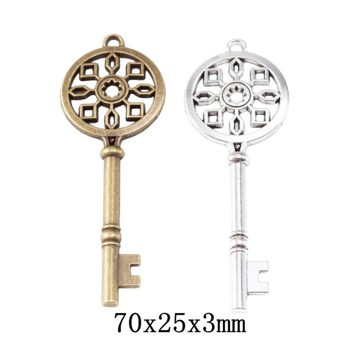 Zinc Alloy Key Charm Pendant No.058586 for DIY Necklace Bracelet Jewelry Making