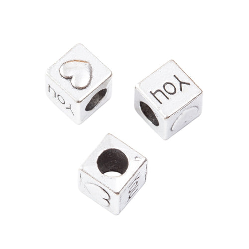 DIY Vintage Zinc Alloy I Love You Heart Large Hole Bead For European Bracelet Necklace