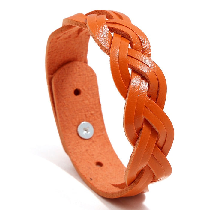 Punk Korean Style Women's Braided Leather Bracelet, Simple Colorful Student Accessory