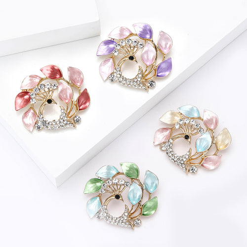 Alloy Rhinestone Floral Oil Painting Brooch For Versatile Apparel