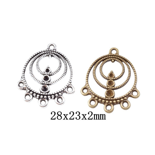 Vintage Zinc Alloy Multi Drop Round Earring Pendant Connector For DIY Jewelry Accessories Earrings