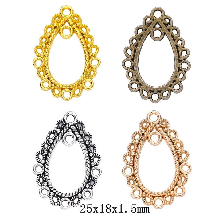 Vintage Zinc Alloy Multi Loop Oval Earring Pendant Connector For DIY Jewelry Earrings