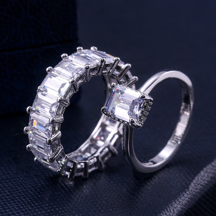 Luxury Women Ring With 4x6mm Full Circle Zircon Stones Fashion Engagement Finger Jewelry