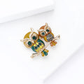 Alloy Rhinestone Double Owl Brooch Pin For Unisex Clothing Decoration view 4