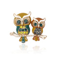 Alloy Rhinestone Double Owl Brooch Pin For Unisex Clothing Decoration view 1