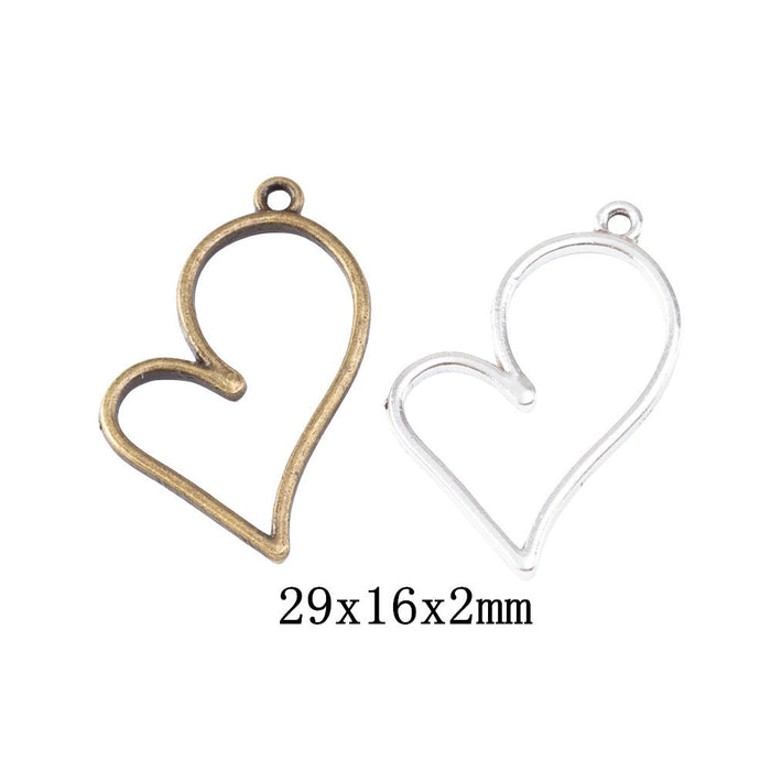Zinc Alloy Heart Frame Charm Pendant for DIY Necklace Bracelet Jewelry Making