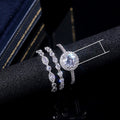 Trendy White Gold Plated Zircon Three Piece Stack Ring Set For Women Fashion Jewelry view 5