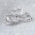 Trendy White Gold Plated Zircon Three Piece Stack Ring Set For Women Fashion Jewelry view 1