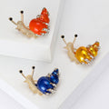 Alloy Enamel Rhinestone Snail Brooch Pin For Cute Clothing Decoration view 1