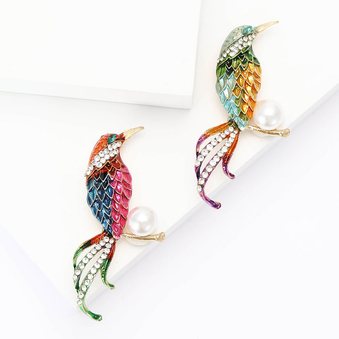 Alloy Enamel Bird Brooch Pin For Women's Suits And Coats