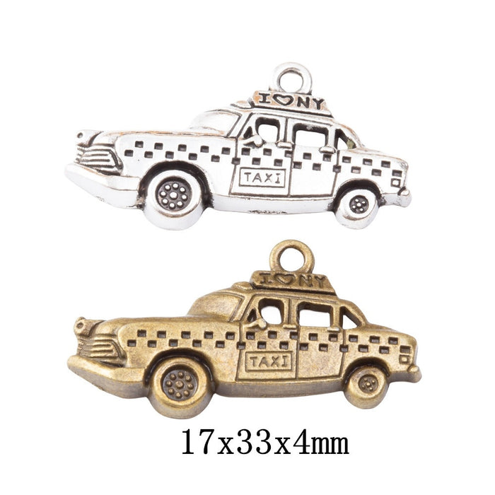 Zinc Alloy Taxi Charm Pendant for DIY Necklace Bracelet Jewelry Making