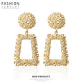 Luxury Gold Alloy Textured Geometric Trapezoid Drop Stud Earrings For Women Bohemian Statement Earrings view 1